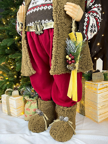 													Дед Мороз  90 см бордовый, коричневый S1074-36 фото 5