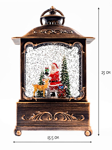 													Новогодний фонарик музыкальный Дед Мороз и олень 23 см Р-5156-A/2113-А фото 4