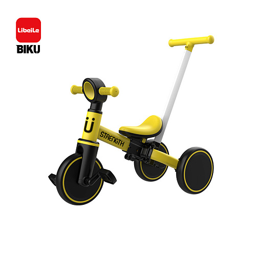 													Велосипед трехколесный детский с ручкой трансформер 3 в 1 черный/желтый T05A-BLACK/Yellow фото 2