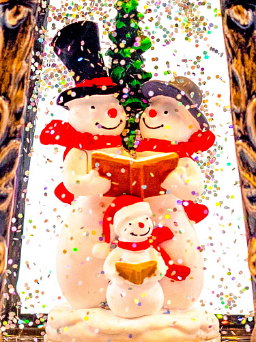 													Новогодний фонарик музыкальный Граммофон Три Снеговичка 28 см Р-5167-A фото 5