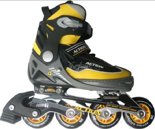 Роликовые коньки Action PW-132B-8, 39-42 Black - Yellow, , 00003042 Роликовые коньки Action PW-132B-8, 39-42 Black - Yellow, , 00003042