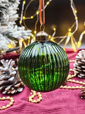 Шар зеленый 8 см, стекло Merry Green MG24026