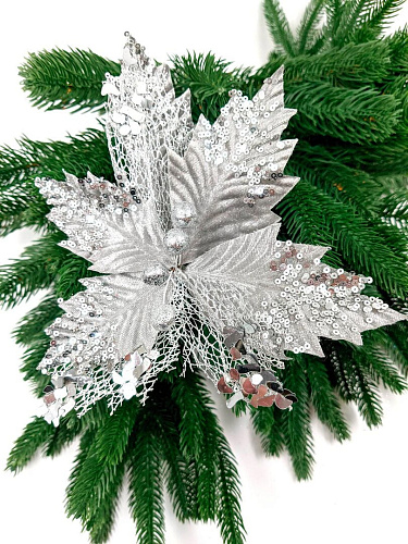 Цветок серебристый d 25 см Al-9202-3s фото 2 Цветок серебристый d 25 см Al-9202-3s фото 2