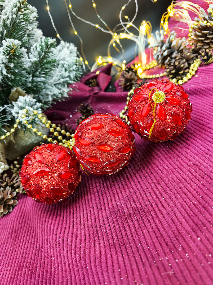 Набор шаров 8 см 3 шт красный 165734 фото 2 Набор шаров 8 см 3 шт красный 165734 фото 2