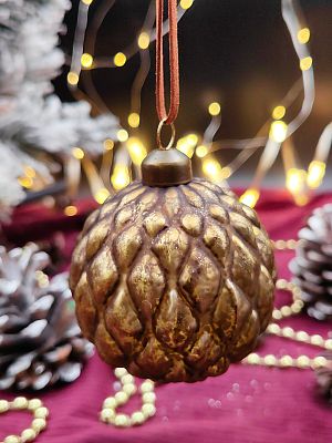 Шар бронзовая эпоха 8 см, стекло Merry Green MG24117