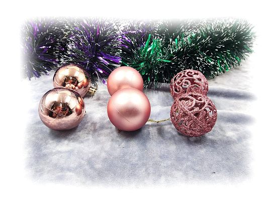 Набор шаров 5,5 см 6 шт розовое золото AL-13-26