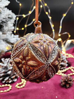 Шар бронзовая эпоха 10 см, стекло Merry Green MG24084