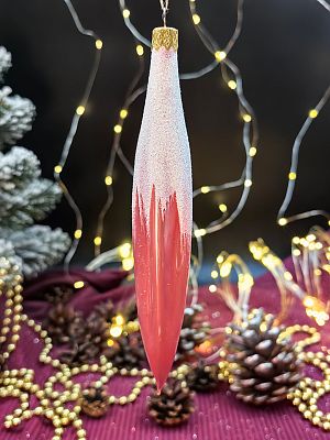 Елочная игрушка Сосулька розовый 15 см, стекло  // сосулька PINK