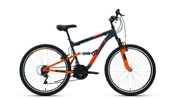 Велосипед горный двухподвес ALTAIR MTB FS 26 1.0 26" 16" темно-серый/оранжевый RBKT1F16E005 2021 г.