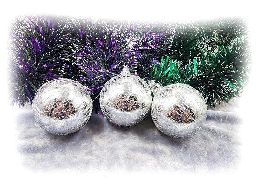 Набор шаров 8 см 3 шт серебряный WL9207-59