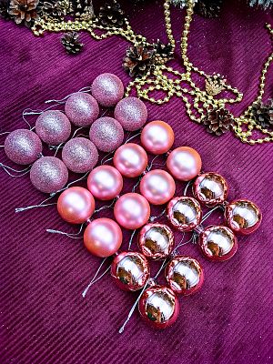 Набор шаров 3,5 см 24 шт розовый 13-2