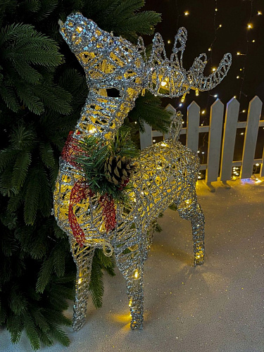 Светодиодная фигура Олень серебряный 70 см К130-579 фото 3 Светодиодная фигура Олень серебряный 70 см К130-579 фото 3