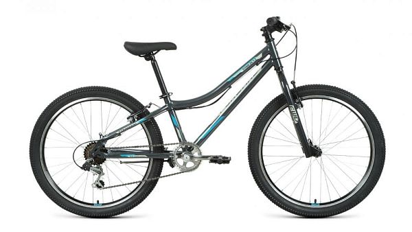 Велосипед горный FORWARD TITAN 24 1.2 24" 12" 6 ск. темно-серый/бирюзовый RBKW1J146003 2021