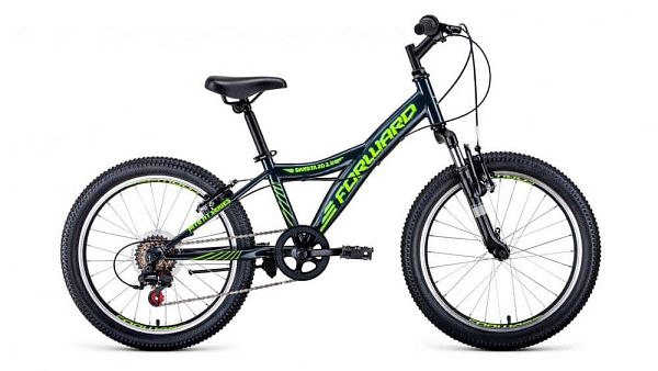 Велосипед горный FORWARD Dakota 20 2.0 20" 10,5" 6 ск. серый/желтый RBKW1J106006 2021