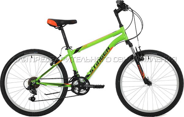 Велосипед горный Stinger Caiman 24" 14" 18 ск. зеленый 24SHV.CAIMAN.14GN8 