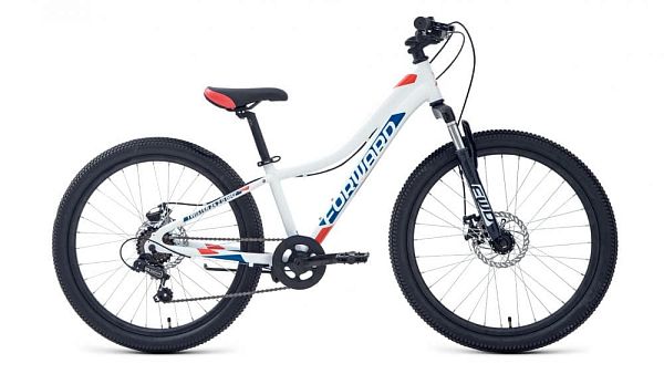 Велосипед горный FORWARD TWISTER 24 2.2 disc 24" 12" 7 ск. белый/красный RBKW1J347028 