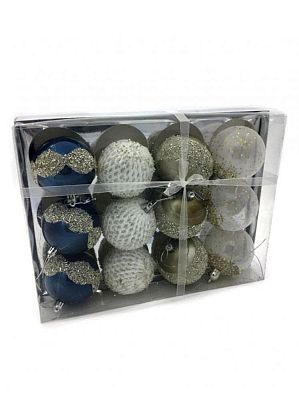 Набор шаров 8 см 12 шт жемчужное серебро SY1843-8012