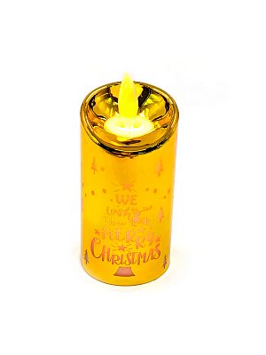Новогодняя свеча 9x4.9 см пластик золотой К130-904g