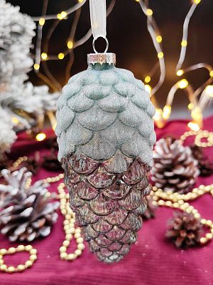 Елочная игрушка Шишка прозрачный таежный 15 см, стекло Merry Green MG24199