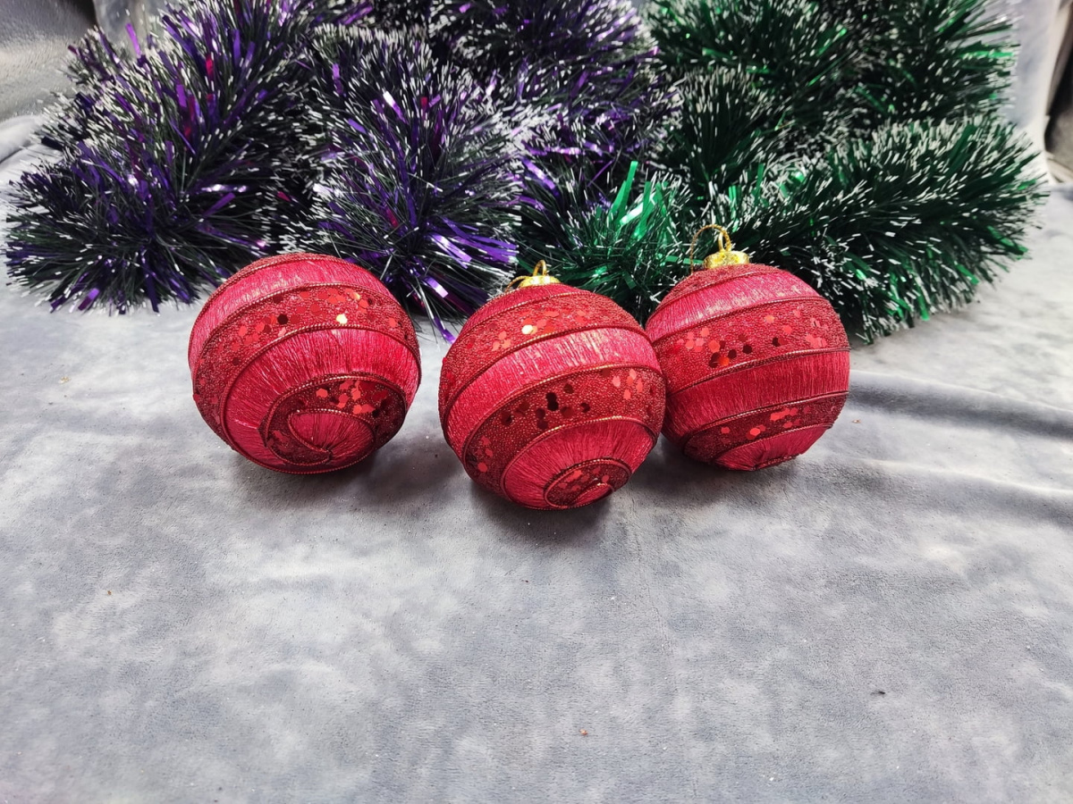 Набор шаров 8 см 3 шт красный 9920382 Набор шаров 8 см 3 шт красный 9920382