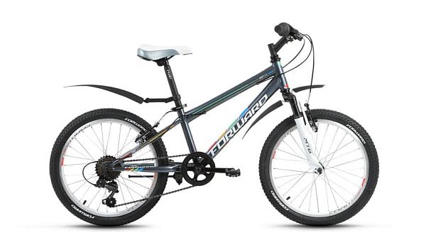 Велосипед горный FORWARD Unit 2.0 20" 10,5" 6 ск. серый глянцевый FORWARD Unit 2.0 10,5" серый глянц